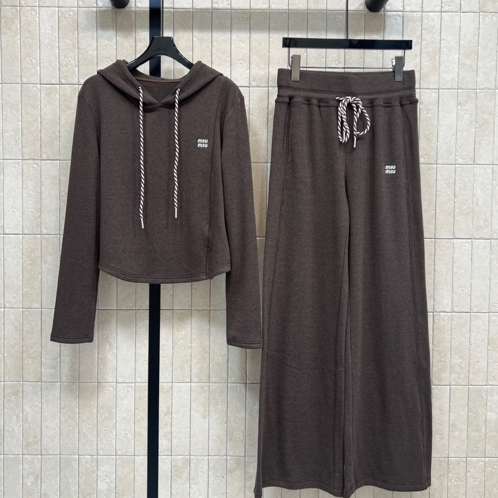 Miu Miu Chocolate Brown Hoodie and Pants Set
